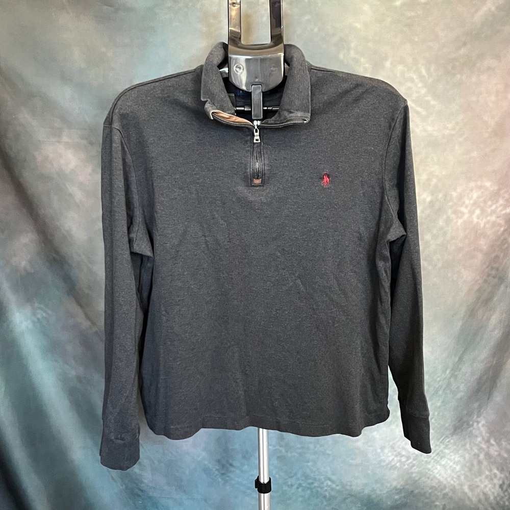 Polo Ralph Lauren Charcoal Gray Long Sleeve Quarter Zip Pullover Mens Size Large